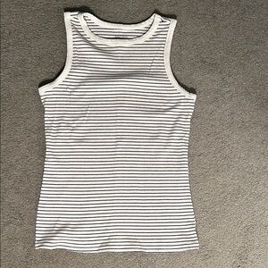 Nine West. Striped Sleeveless Top - Black and White